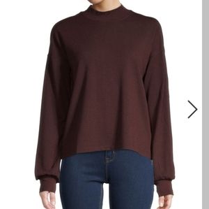 Black mock neck sweatshirt top